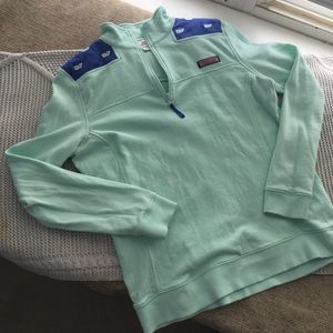 Vineyard Vine Shep Shirt/Quarter Zip! Mint green